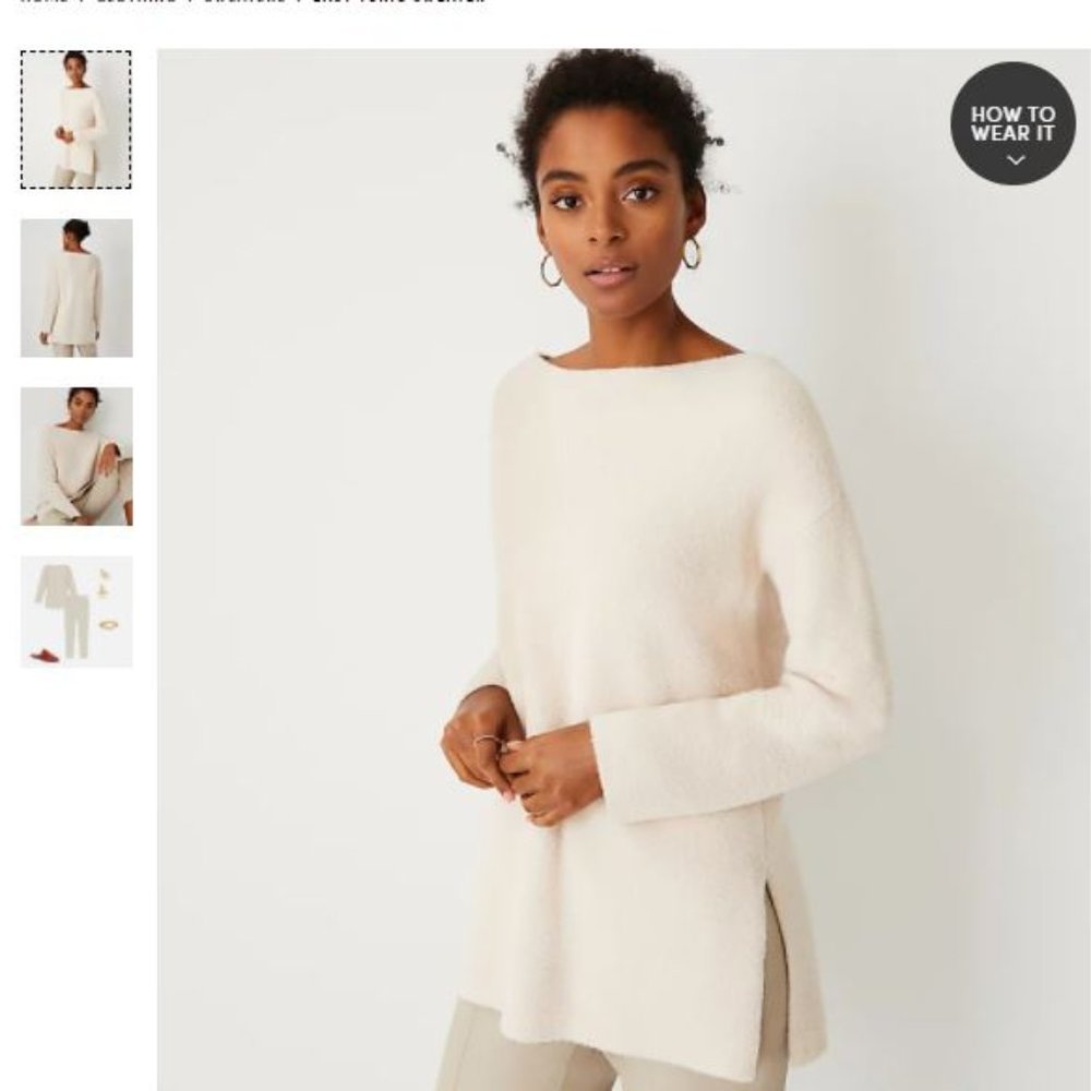 Ann Taylor Easy Tunic Sweater Color Ivory
